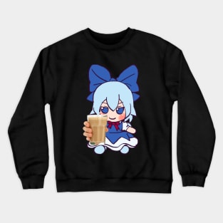 Mudwizard draws cirno fumo plush giving you choccy milk because your epic baka / touhou  meme Crewneck Sweatshirt